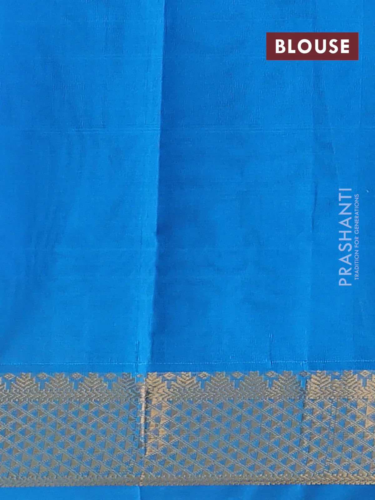 Silk cotton saree blue and cs blue with plain body and zari woven border - Image 3
