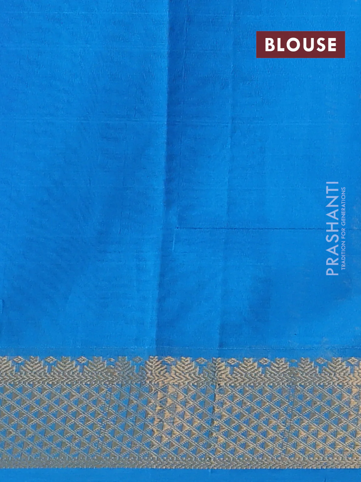 Silk cotton saree blue and cs blue with plain body and zari woven border - Image 3