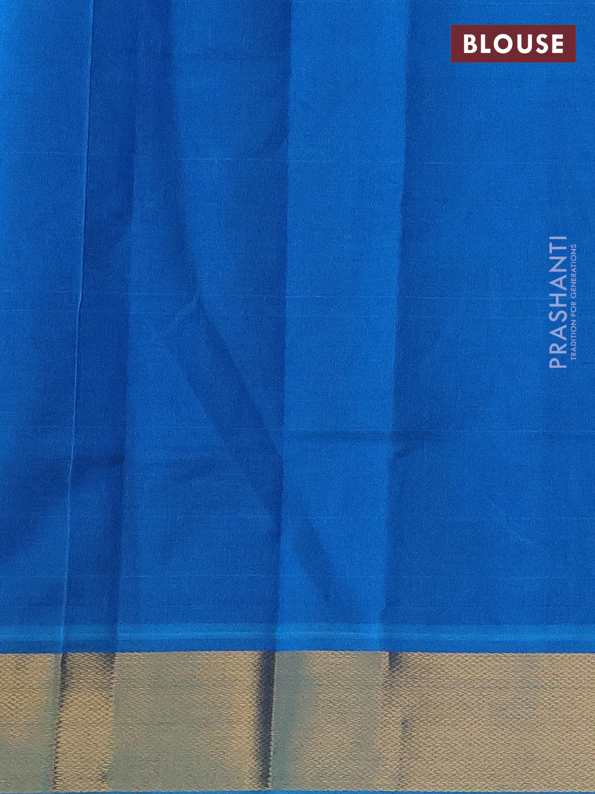 Silk cotton saree blue and cs blue with plain body and zari woven border - Image 3