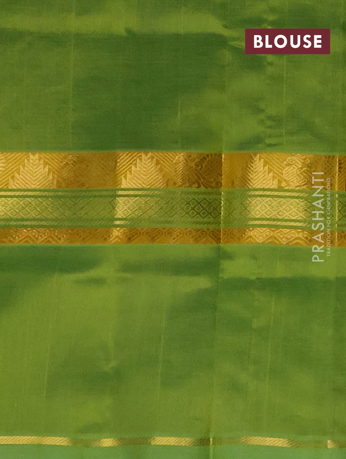 Silk cotton saree blue and light green with plain body and temple design rettapet zari wove border - Image 3