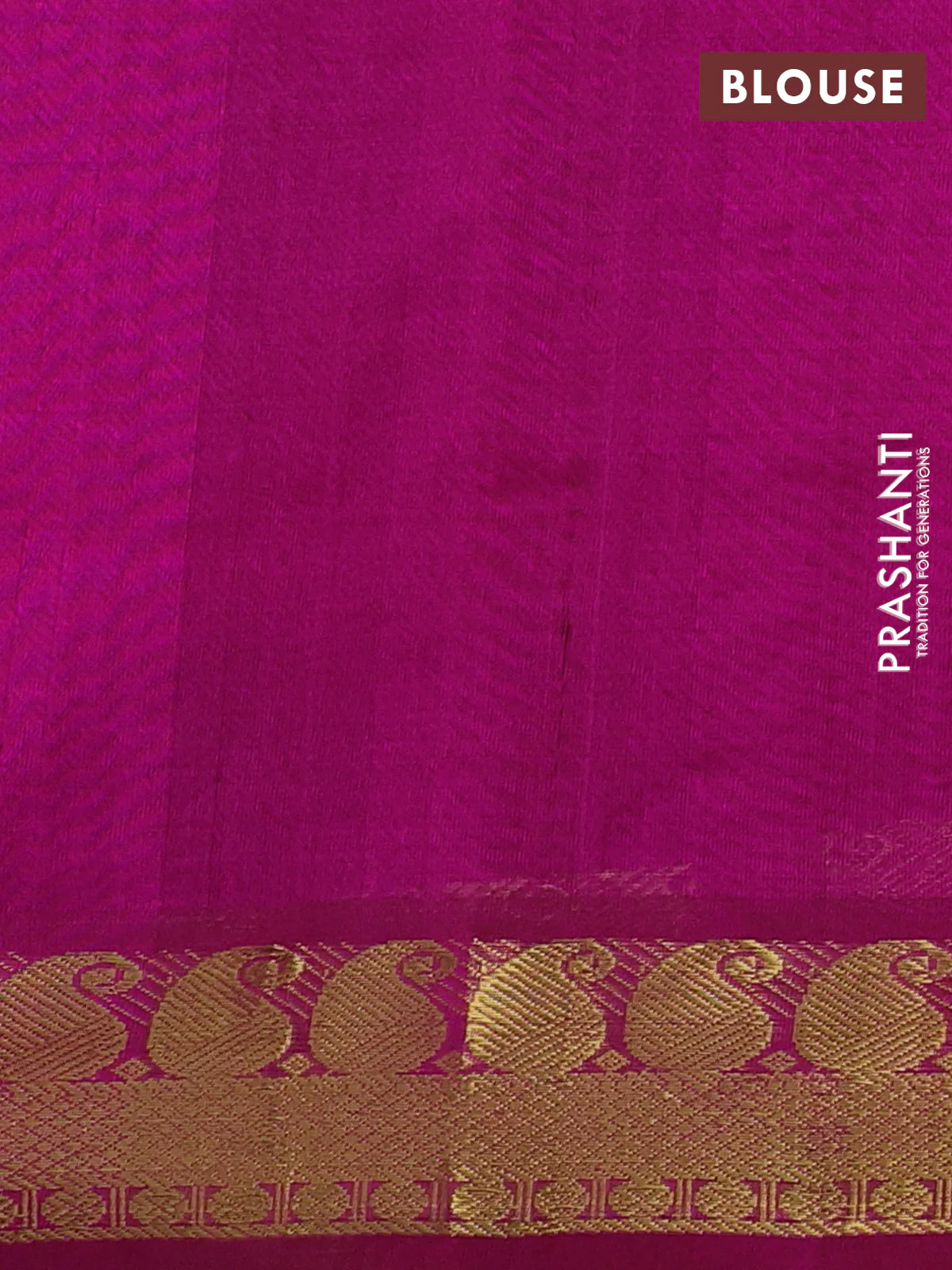 Silk cotton saree blue and magenta pink with allover paalum pazhamum checks & buttas and paisley zari woven border - Image 3