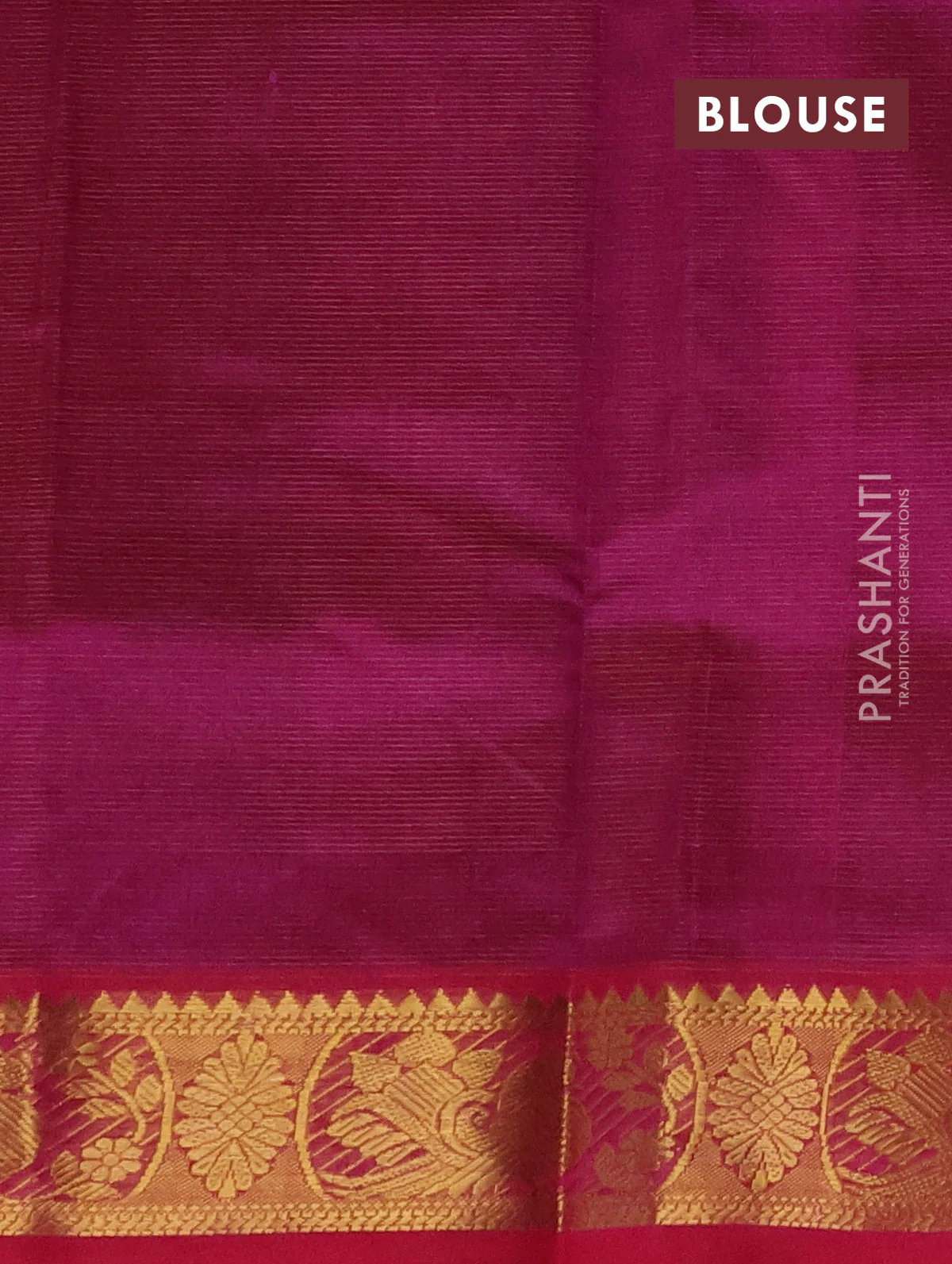 Silk cotton saree blue and magenta pink with allover vairaosi pattern and zari woven border - Image 3