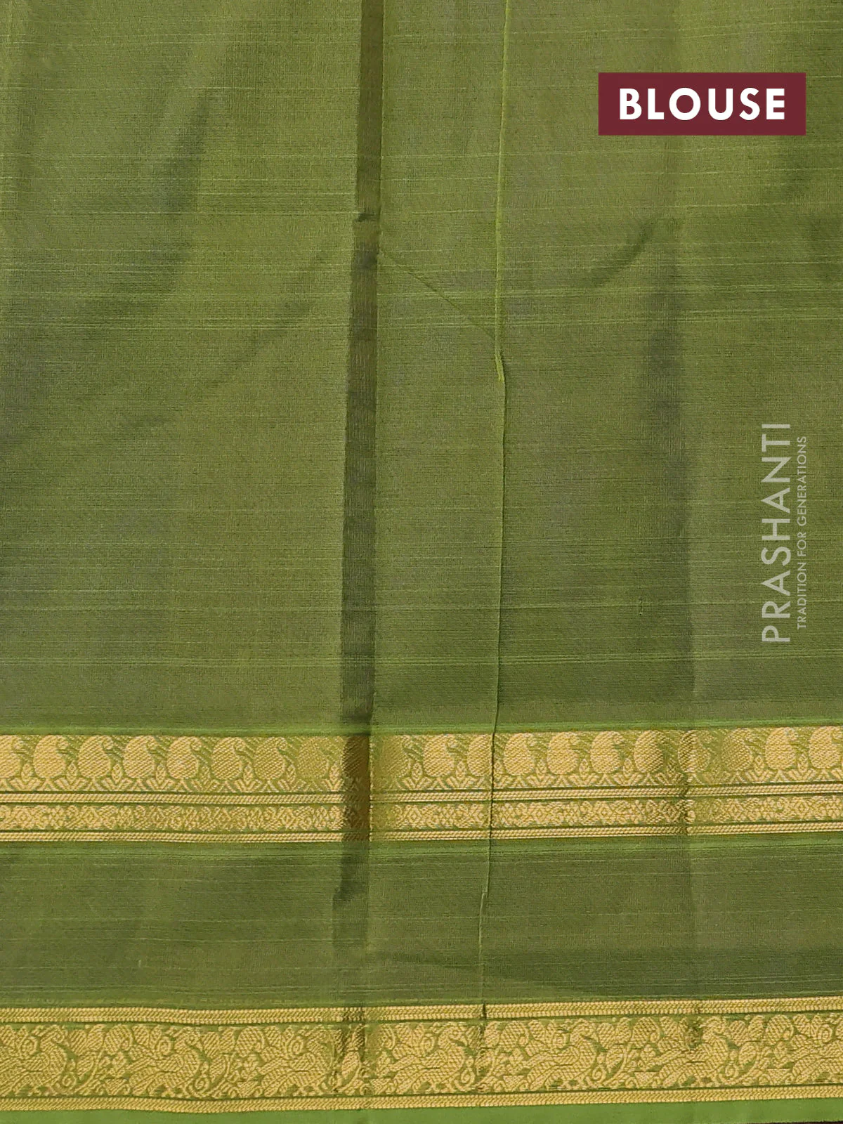 Silk cotton saree blue and mehendi green with plain body and rettapet zari woven border - Image 3