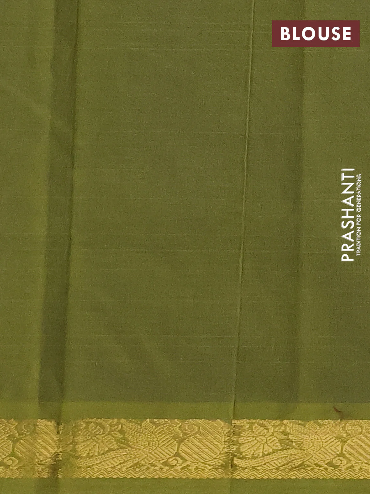 Silk cotton saree blue and mehendi green with plain body and zari woven border - Image 3