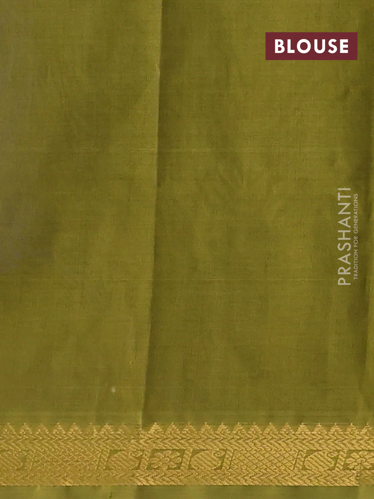Silk cotton saree blue and mehendi green with plain body and zari woven border - Image 3