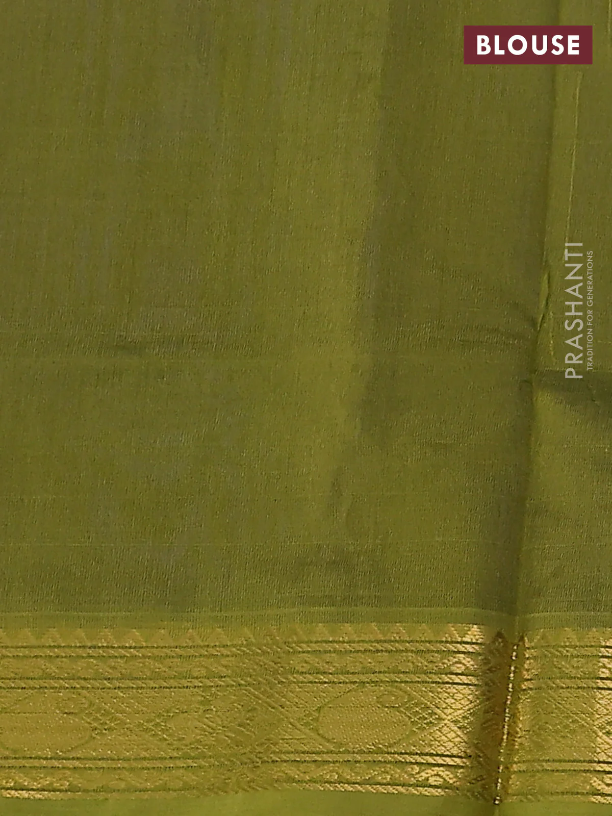Silk cotton saree blue and mehendi green with plain body and zari woven border - Image 3