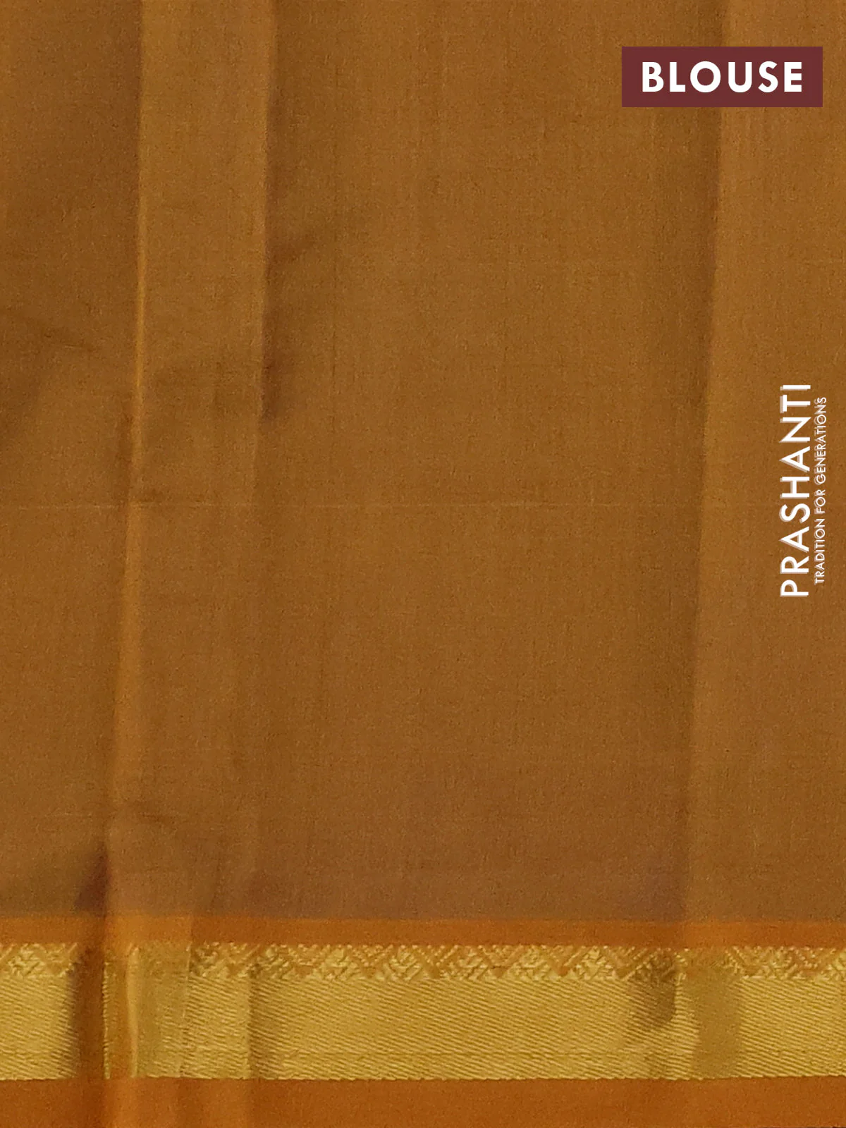Silk cotton saree blue and mustard yellow with plain body and zari woven border - Image 3