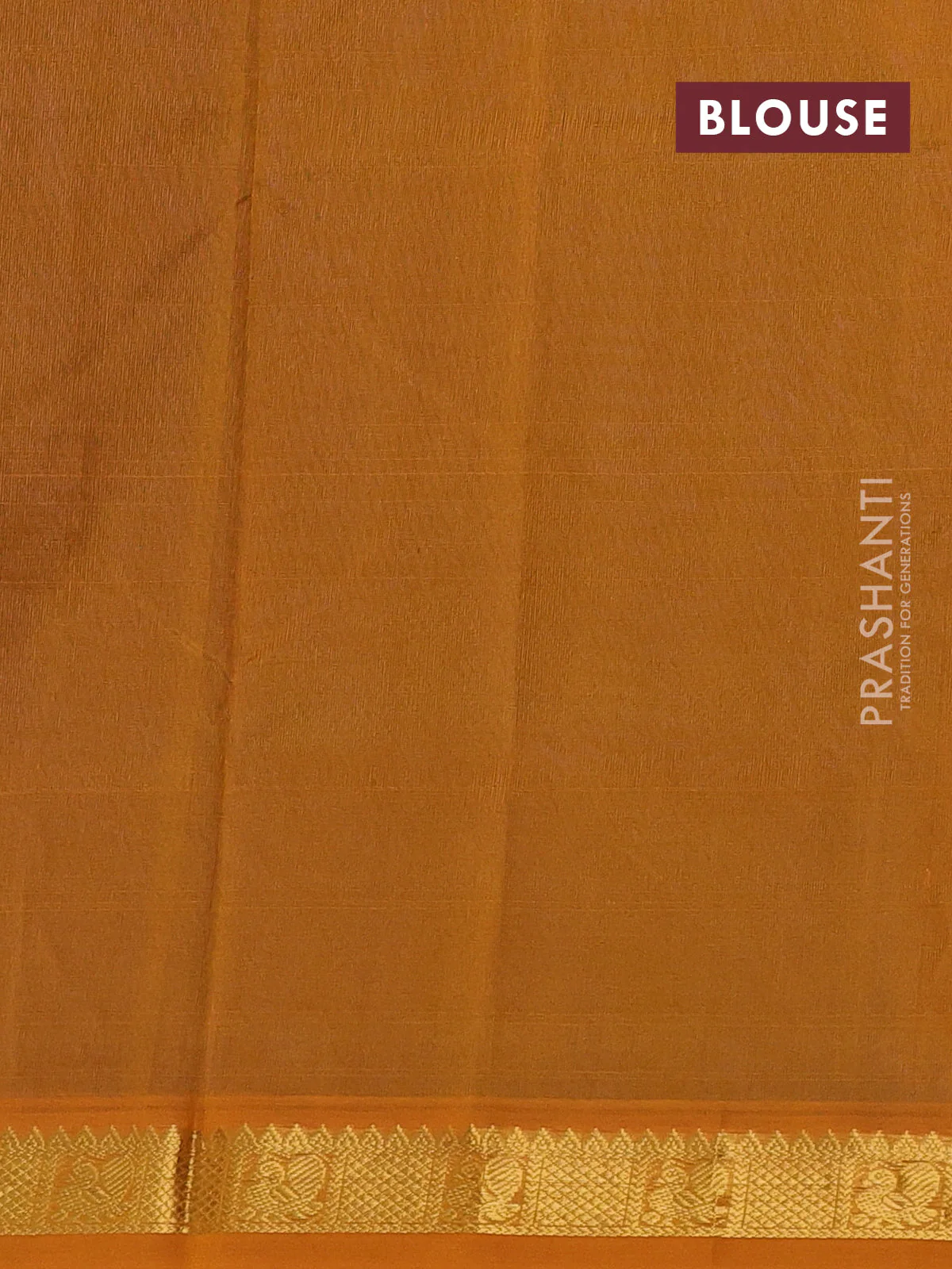 Silk cotton saree blue and mustard yellow with plain body and zari woven border - Image 3