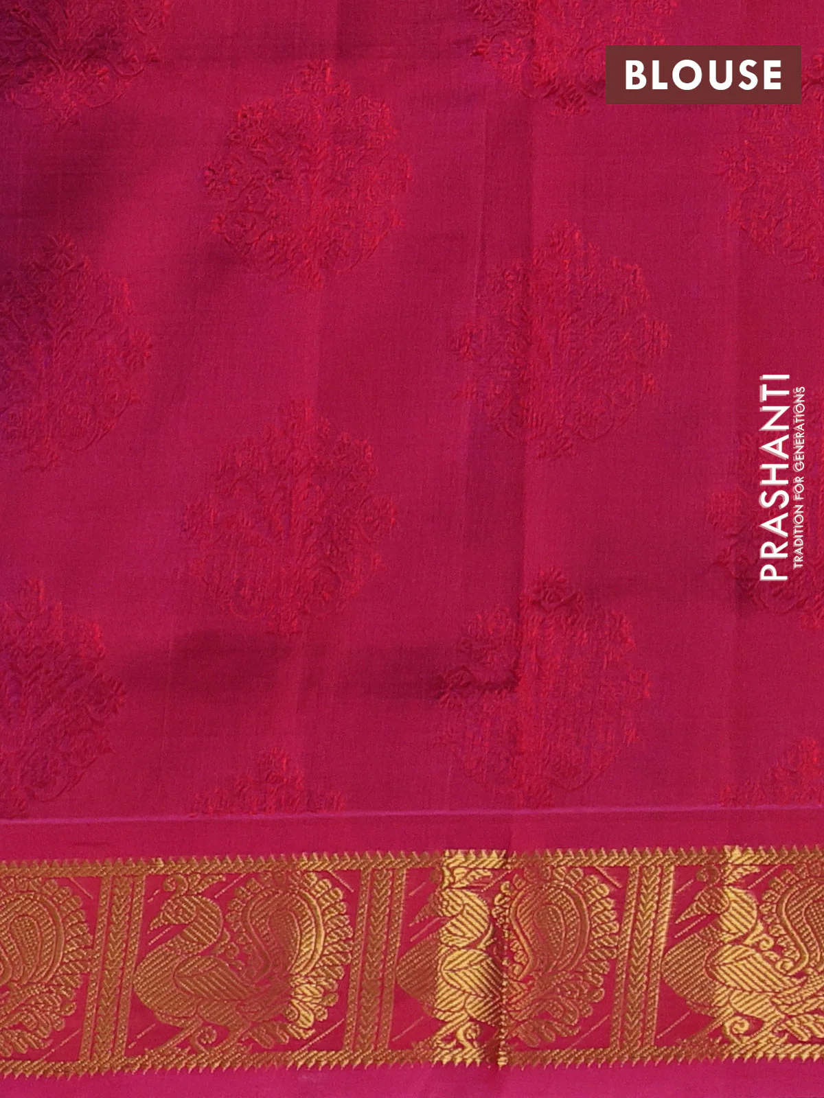 Silk cotton saree blue and pink with allover self emboss jacquard and annam zari woven border - Image 3