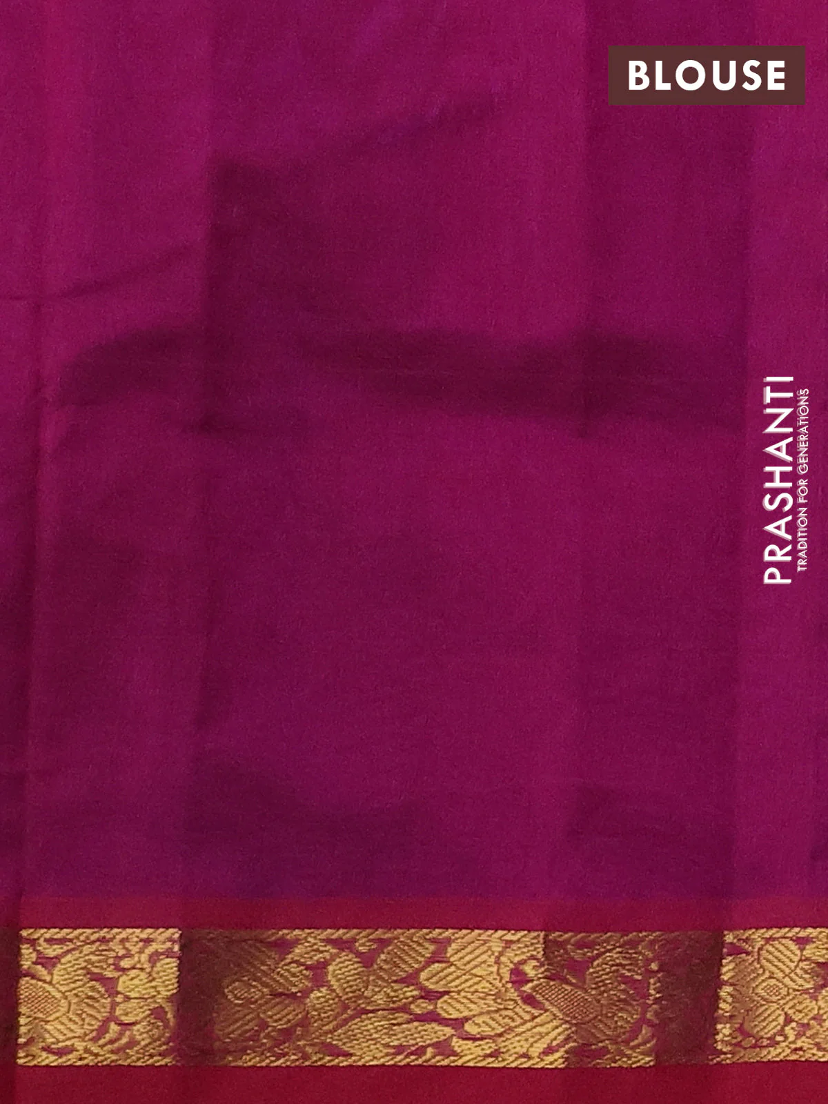 Silk cotton saree blue and pink with plain body and zari woven border - Image 3