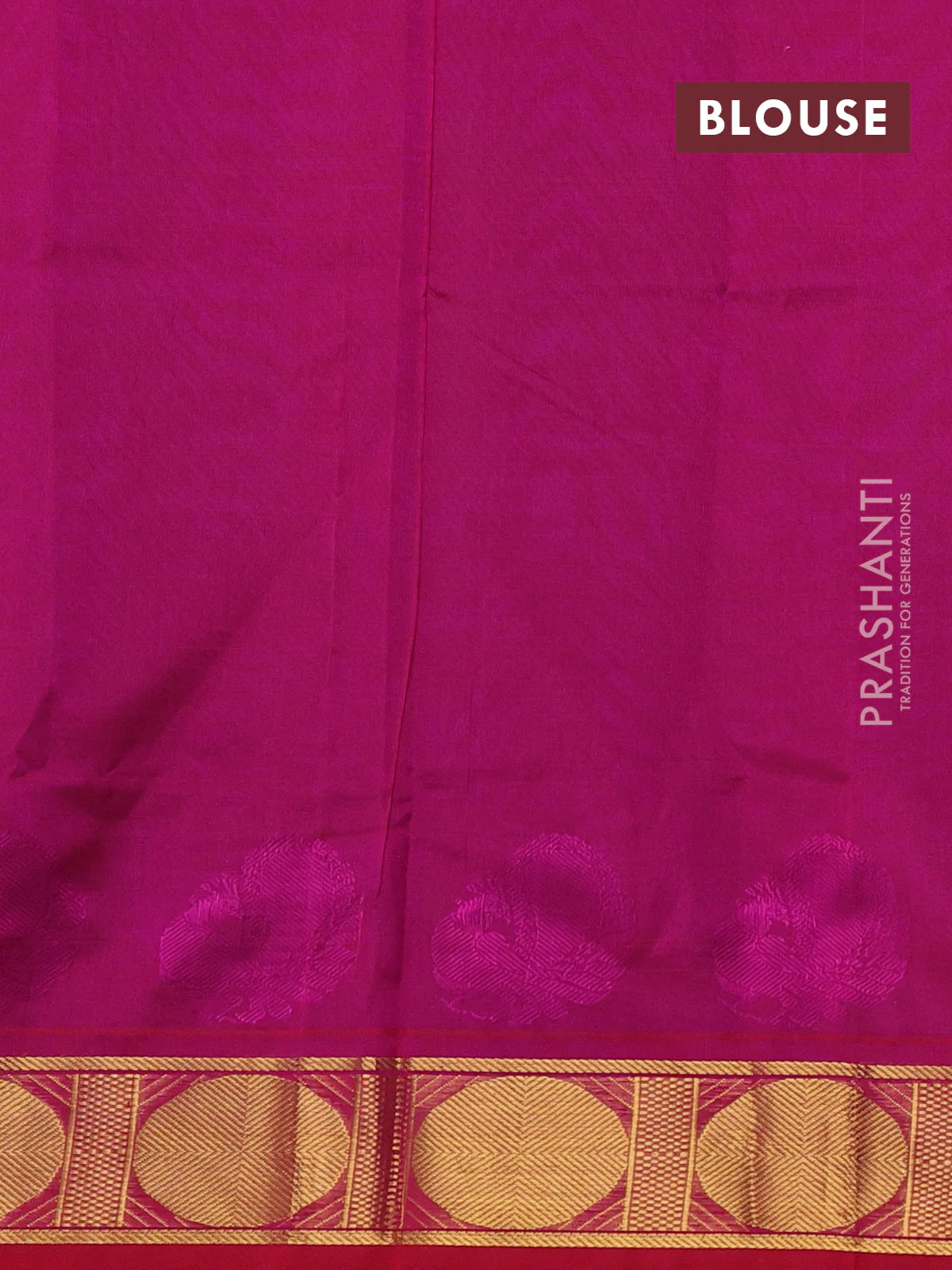 Silk cotton saree blue and pink with plain body and zari woven border - Image 3