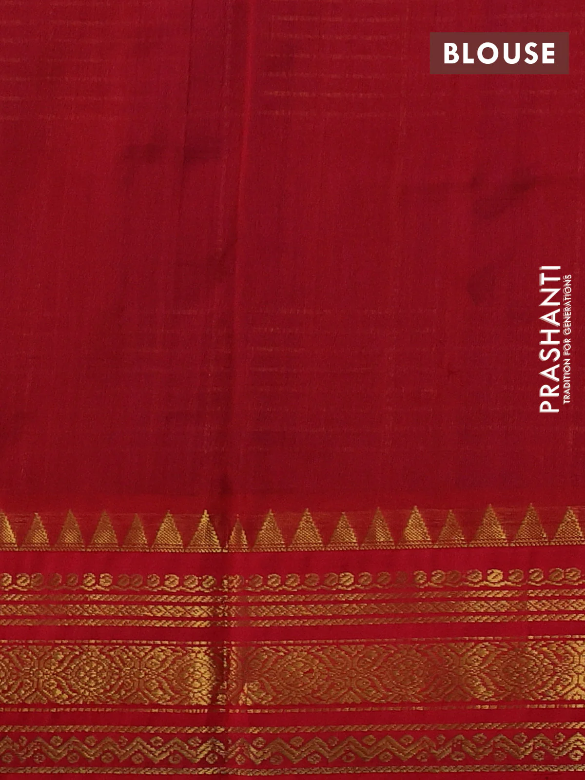 Silk cotton saree blue and red with allover zari woven checked pattern and zari woven korvai border - Image 3
