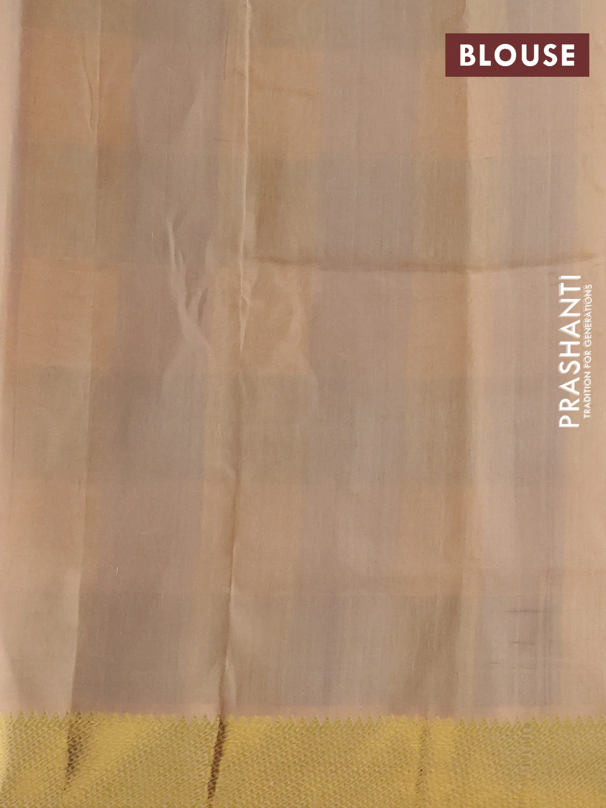 Silk cotton saree blue and sandal with allover paalum pazhamum checks & buttas and zari woven border - Image 3