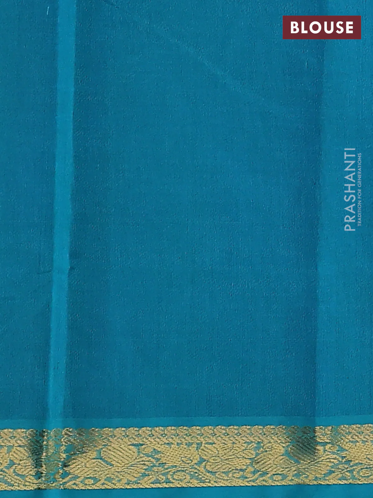 Silk cotton saree blue and teal blue with plain body and annam zari woven border - Image 3
