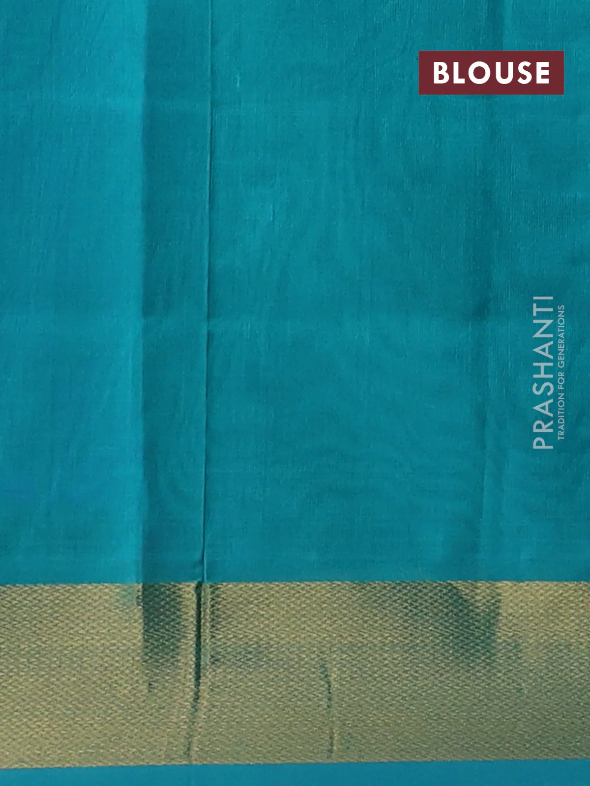 Silk cotton saree blue and teal blue with plain body and zari woven border - Image 3