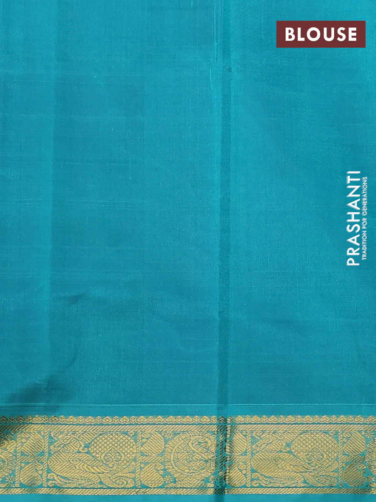 Silk cotton saree blue and teal blue with plain body and zari woven border - Image 3