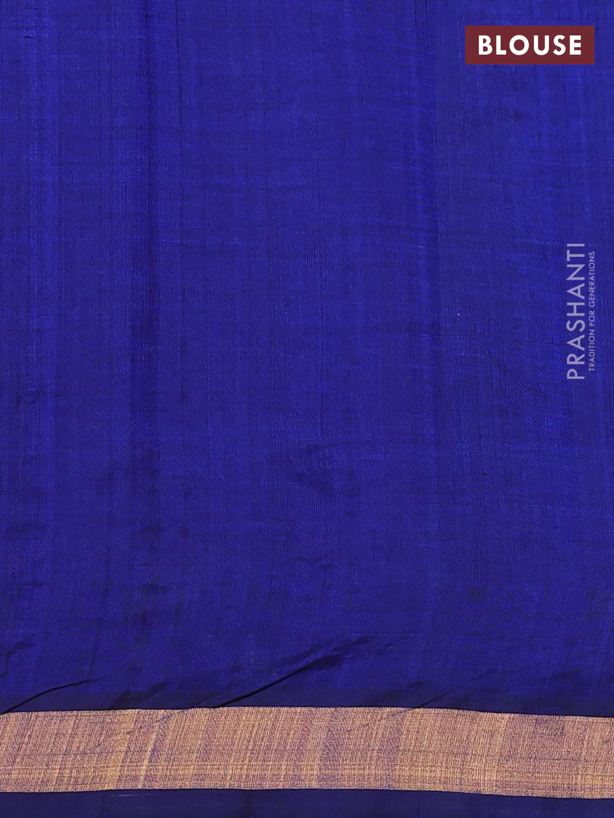 Silk cotton saree blue with floral embriodery and zari woven border - Image 3