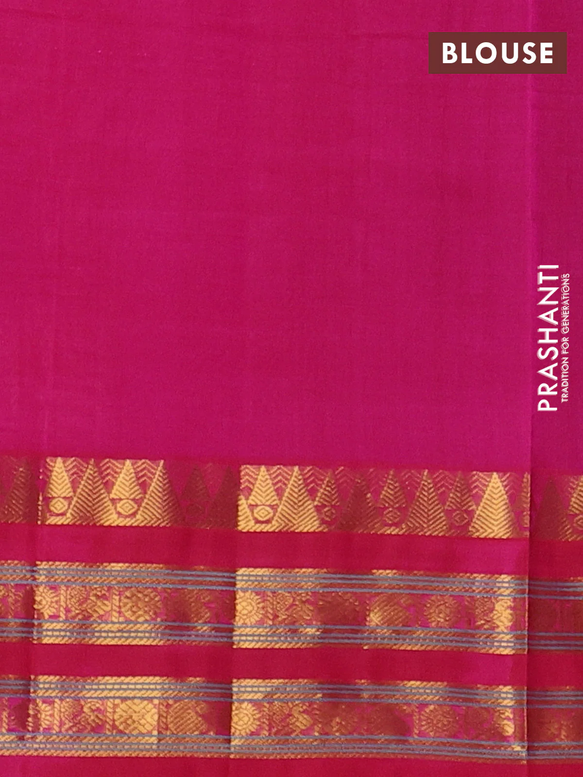 Silk cotton saree bottle green and pink with allover small checked pattern and temple design rettapet zari korvai border - Image 3