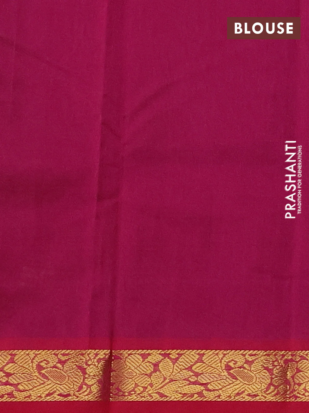 Silk cotton saree bottle green and pink with plain body and zari woven border - Image 3