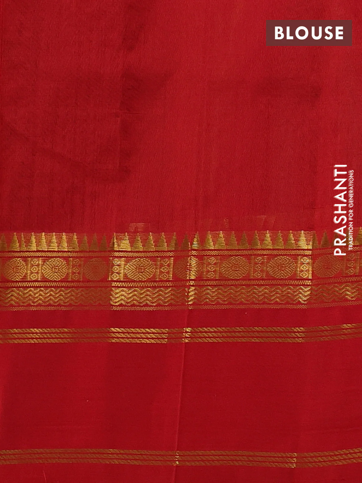 Silk cotton saree bottle green and red with allover zari woven checked pattern and long rettapet zari woven border - Image 3
