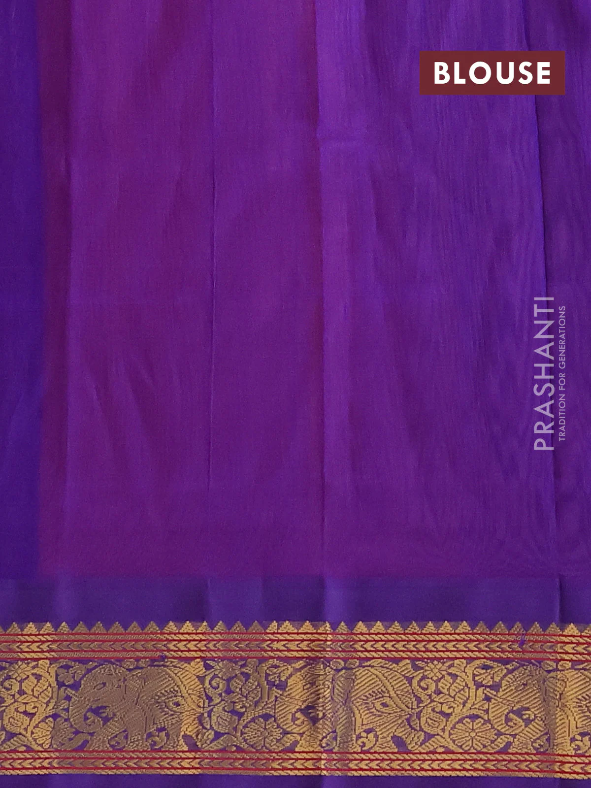Silk cotton saree candy pink and blue with plain body and elephant zari woven korvai border - Image 3