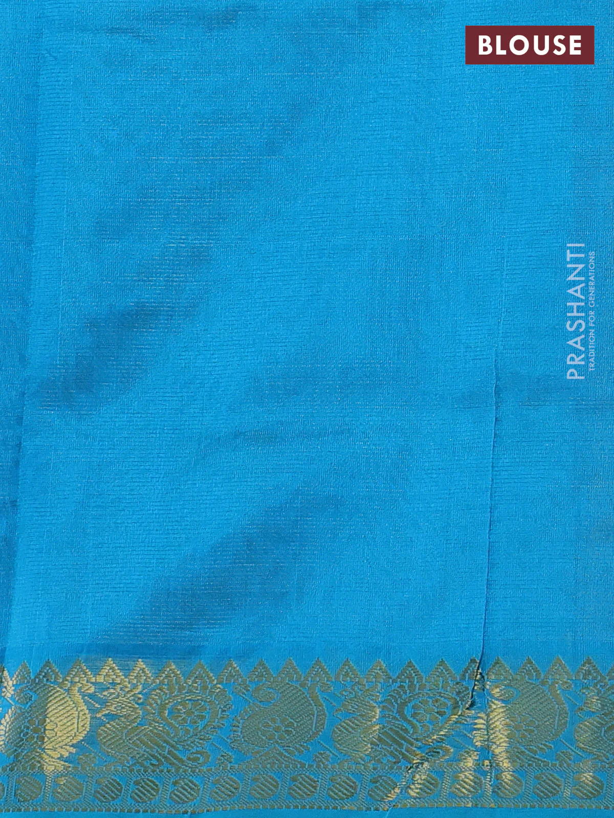 Silk cotton saree coffee brown and cs blue with allover vairosi pattern and annam zari woven border - Image 3