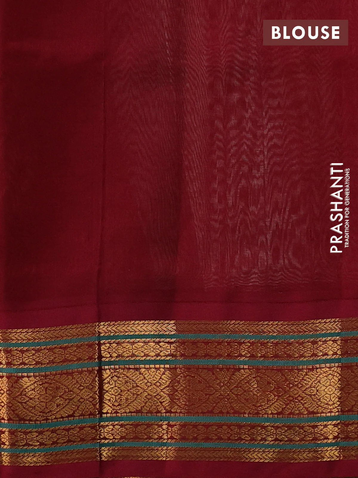 Silk cotton saree cream and maroon with allover zari checks & buttas and zari woven korvai border - Image 3