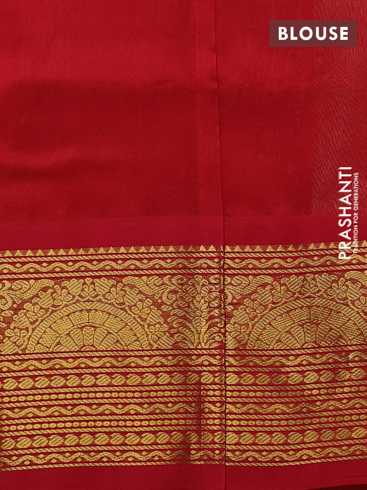 Silk cotton saree cream and red with zari woven buttas and long zari woven korvai border - Image 3