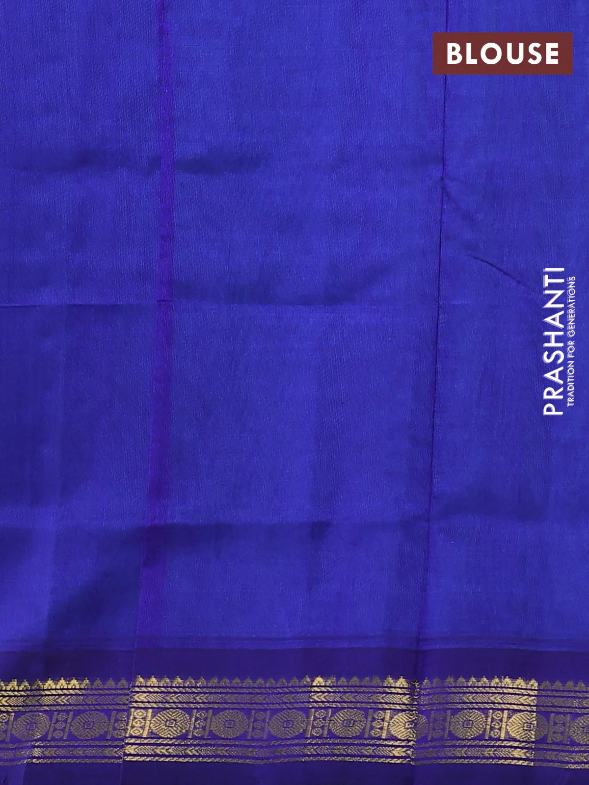Silk cotton saree cs blue and blue with plain body and zari woven border - Image 3