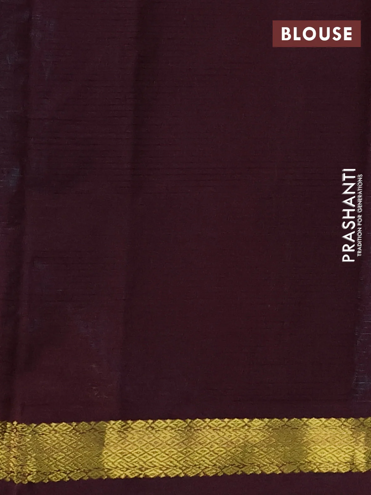 Silk cotton saree cs blue and coffee brown with plain body and zari woven border - Image 3