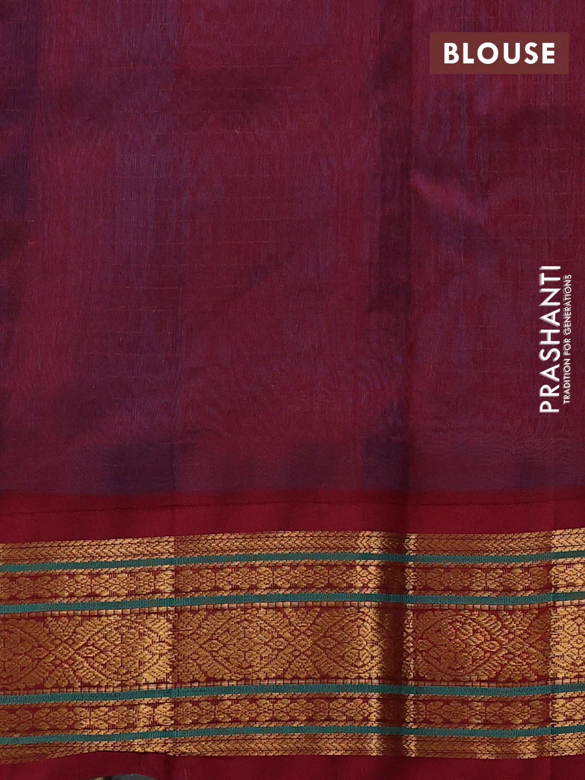 Silk cotton saree cs blue and maroon with allover zari checks & buttas and zari woven korvai border - Image 3