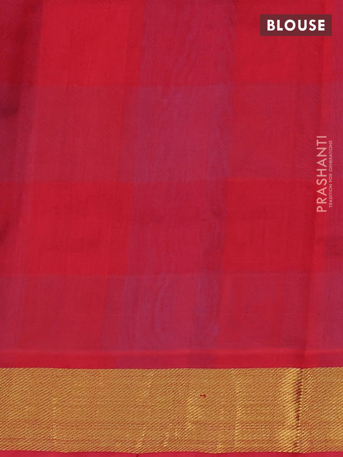 Silk cotton saree cs blue and red with allover paalum pazhamum checks & buttas and zari woven border - Image 3