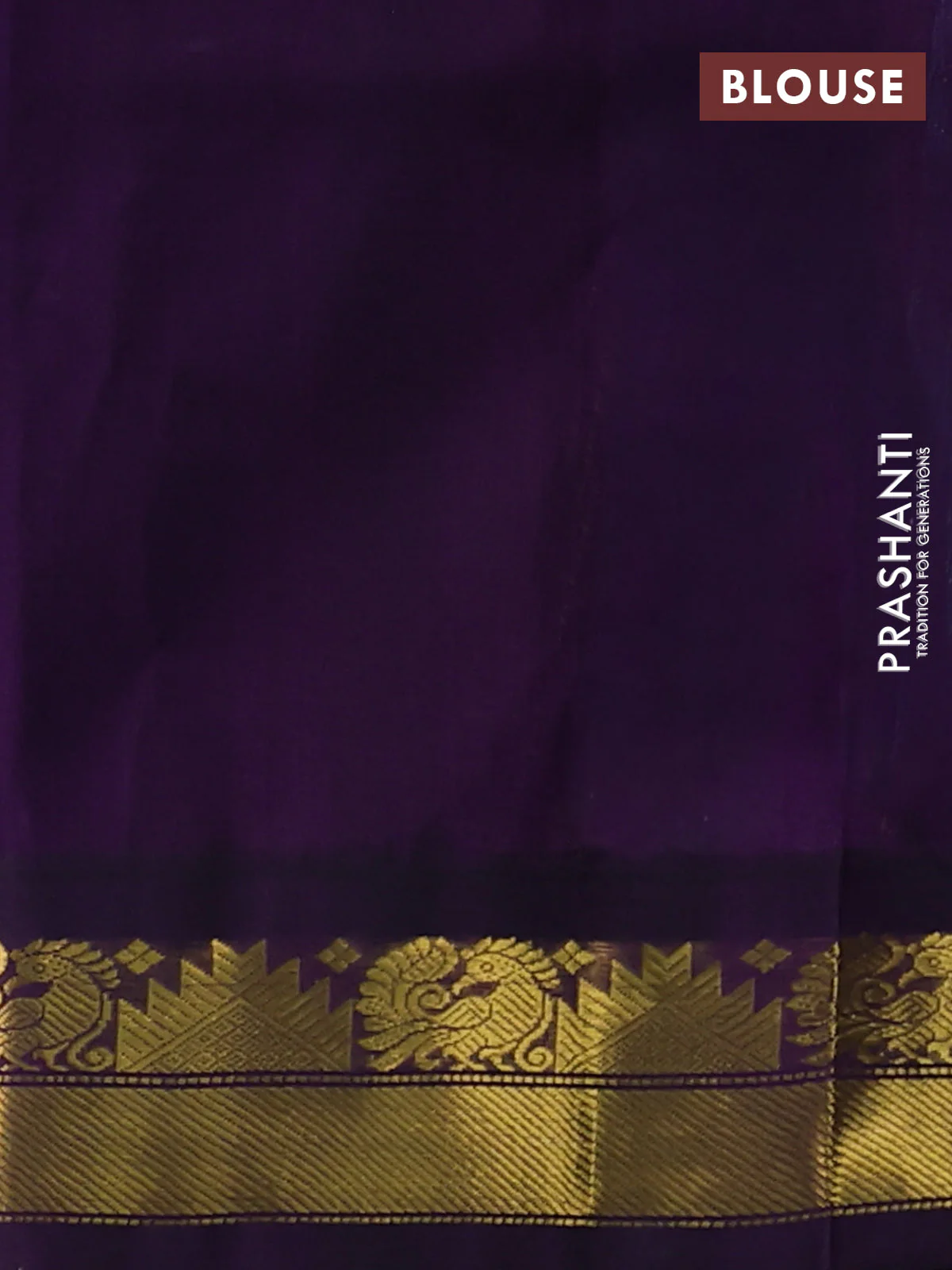 Silk cotton saree cs blue and violet with allover zari woven checked pattern and zari woven korvai border - Image 3