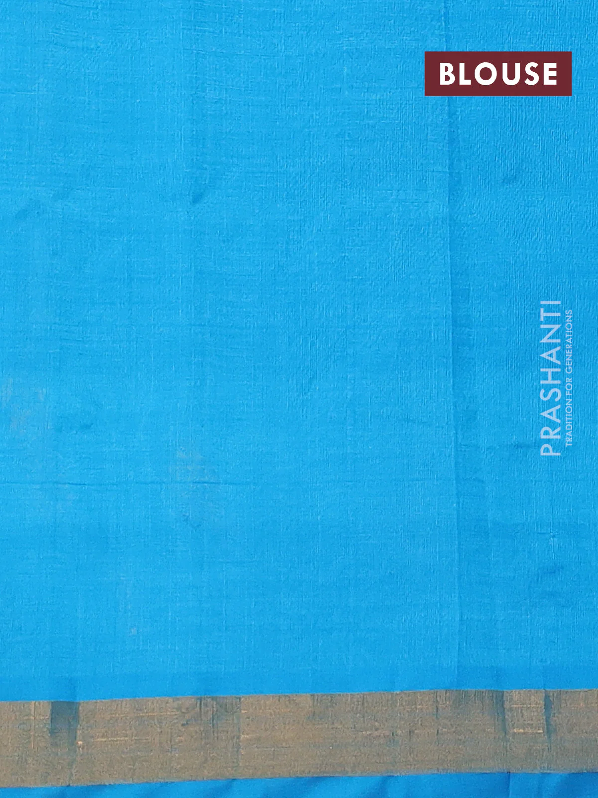 Silk cotton saree cs blue with floral embriodery and zari woven border - Image 3