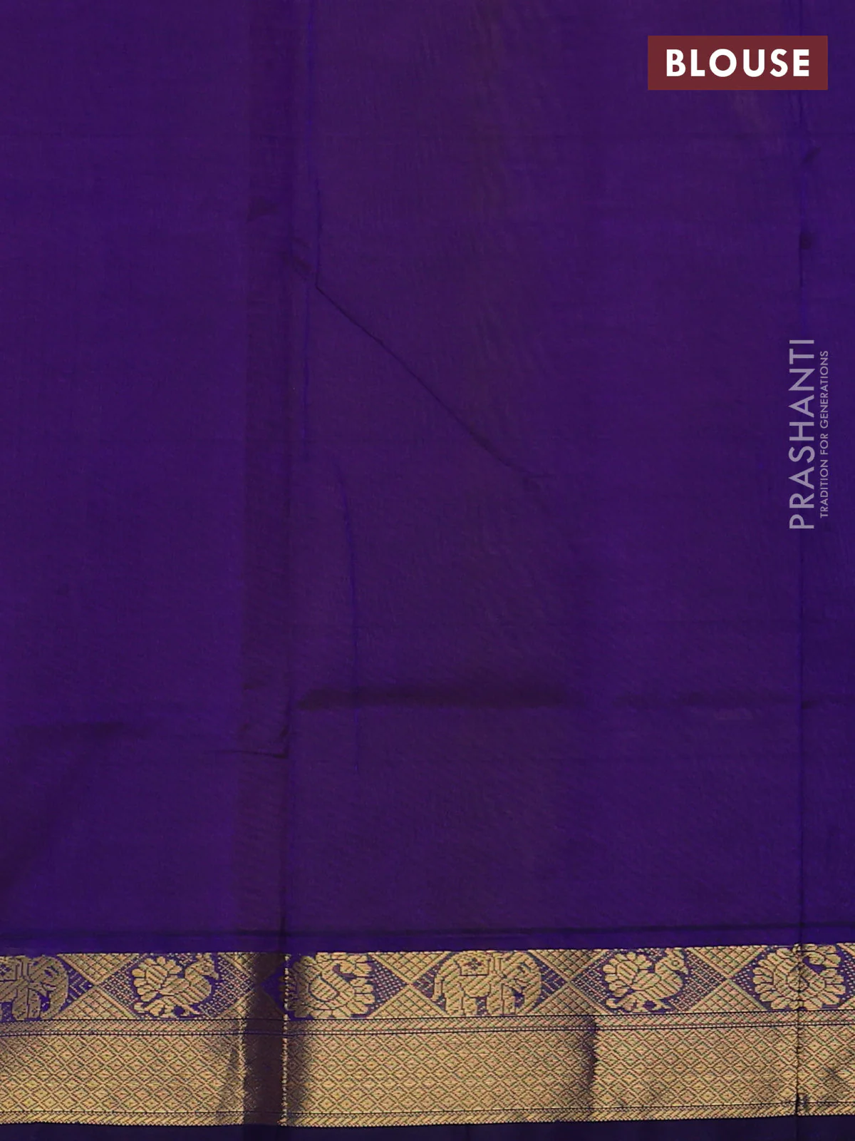 Silk cotton saree dark mustard and blue with plain body and zari woven border - Image 3
