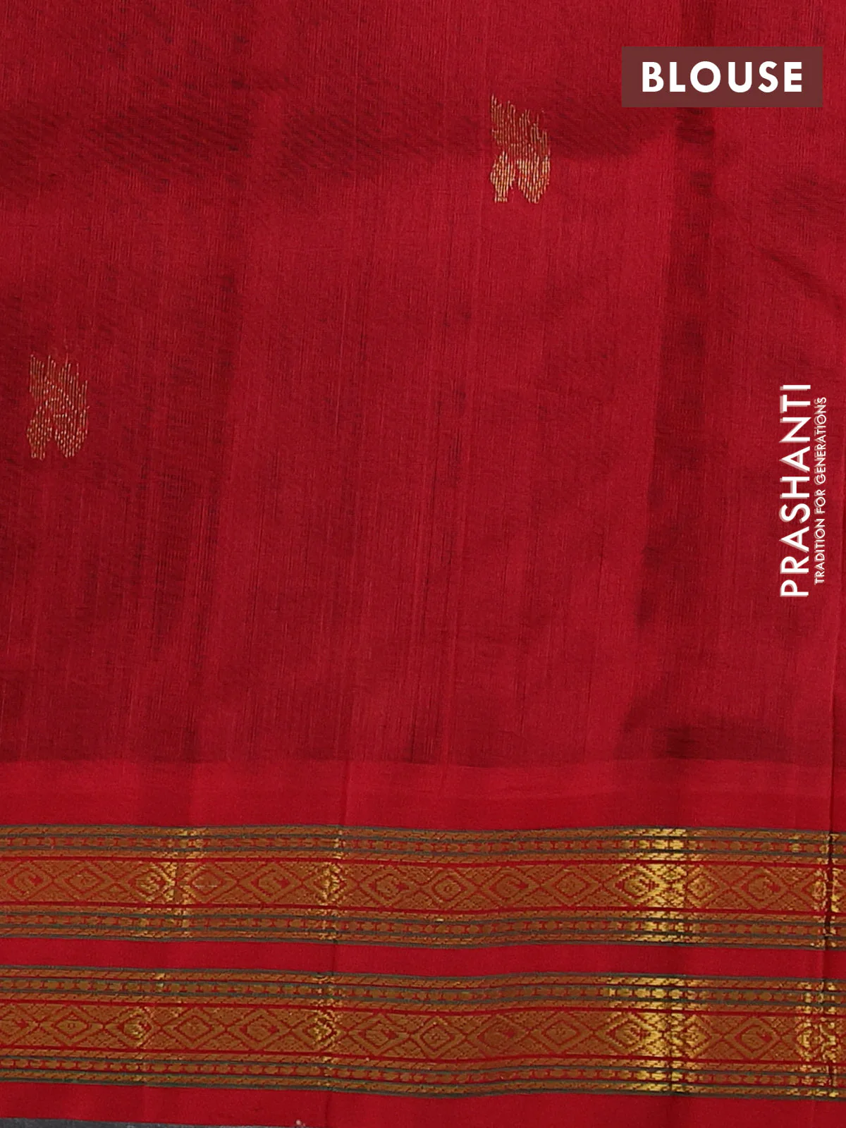 Silk cotton saree deep coffee brown and red with zari woven buttas and zari woven korvai border - Image 3