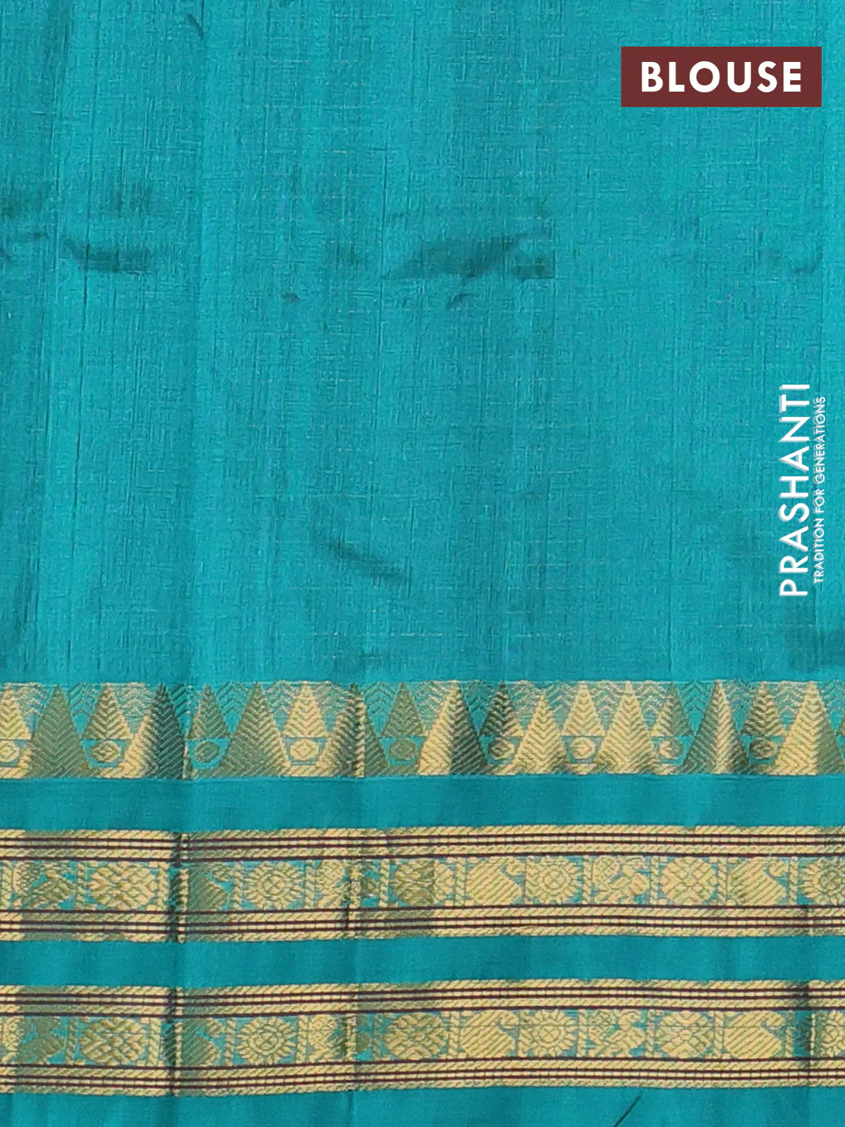 Silk cotton saree deep jamun shade and teal green with allover small checked pattern and temple rettapet zari woven korvai border - Image 3