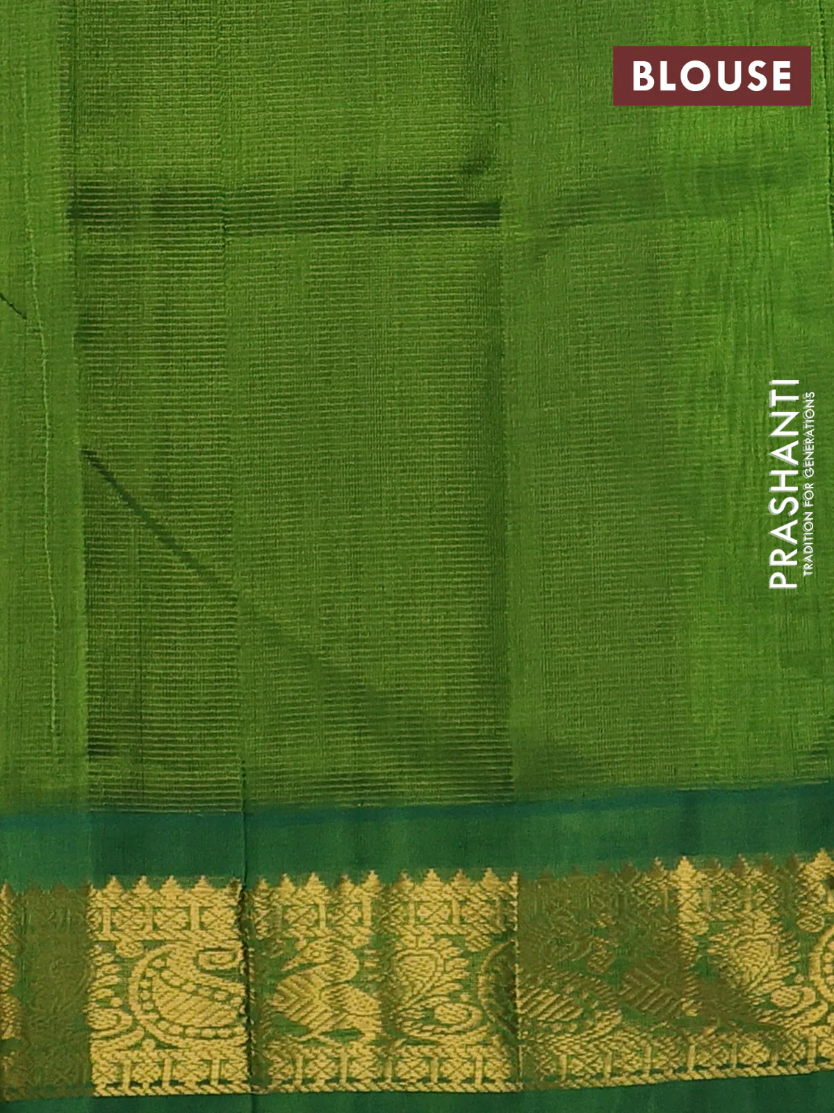 Silk cotton saree deep maroon and green with allover vairaosi pattern and zari woven korvai border - Image 3