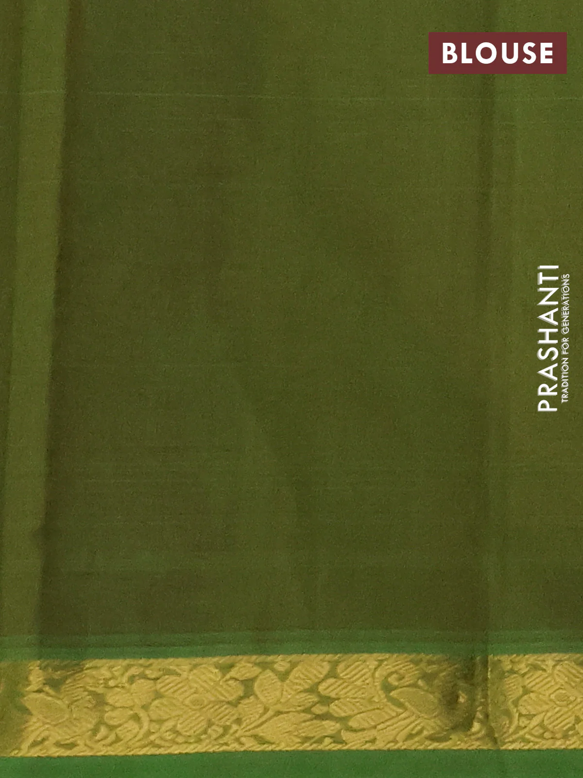 Silk cotton saree deep maroon and light green with plain body and zari woven border - Image 3