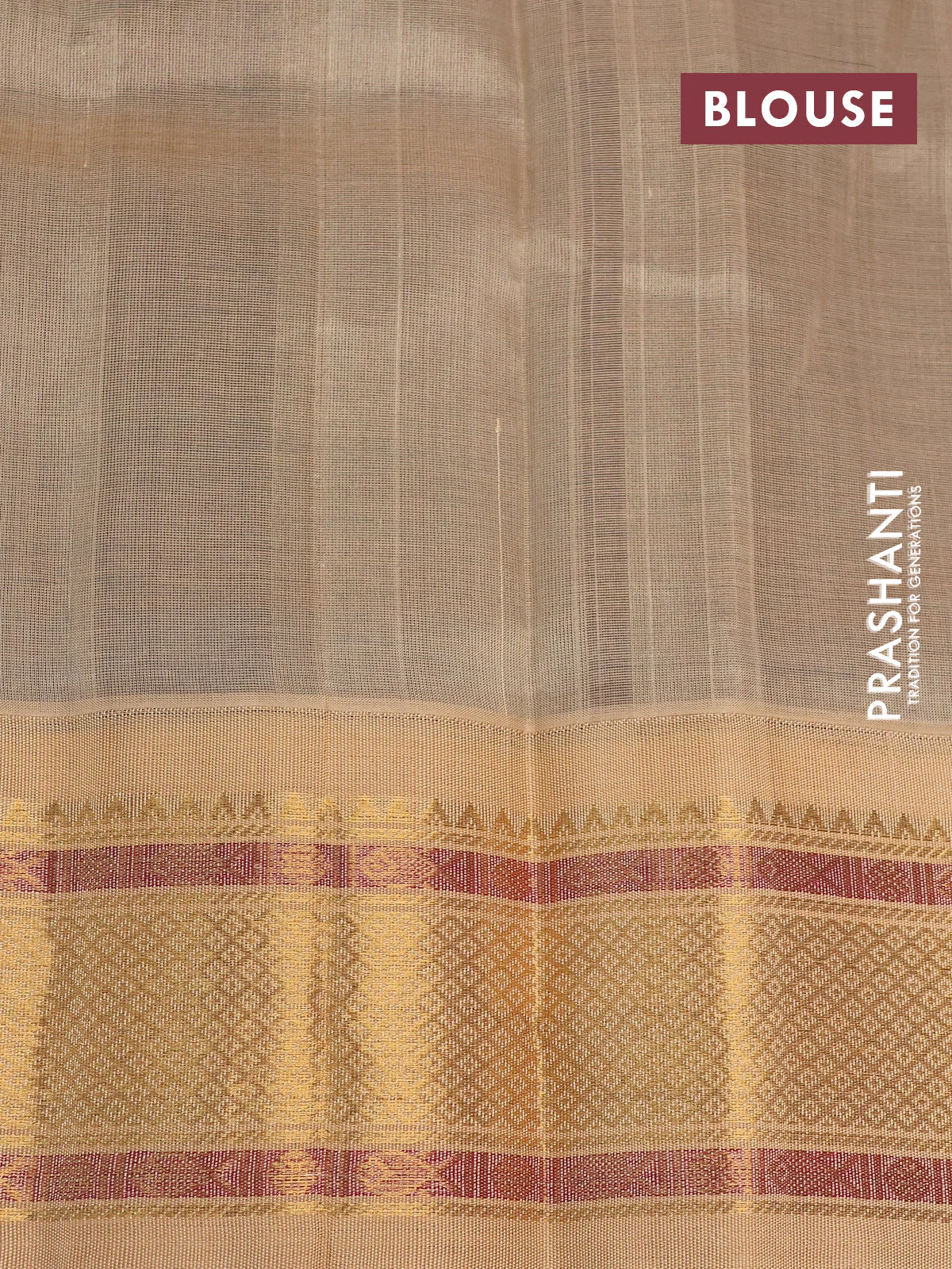 Silk cotton saree deep maroon and sandal with rudhraksha zari woven buttas and zari woven korvai border - Image 8
