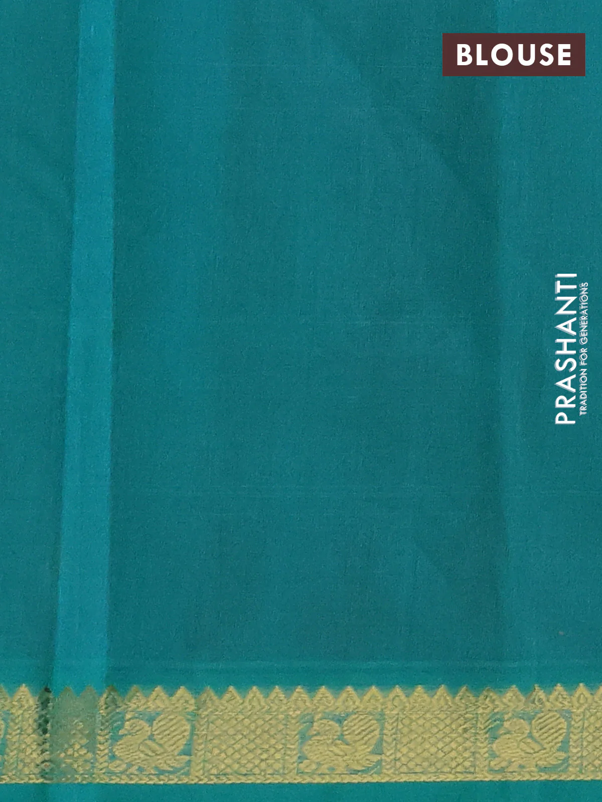 Silk cotton saree deep maroon and teal green with plain body and zari woven border - Image 3