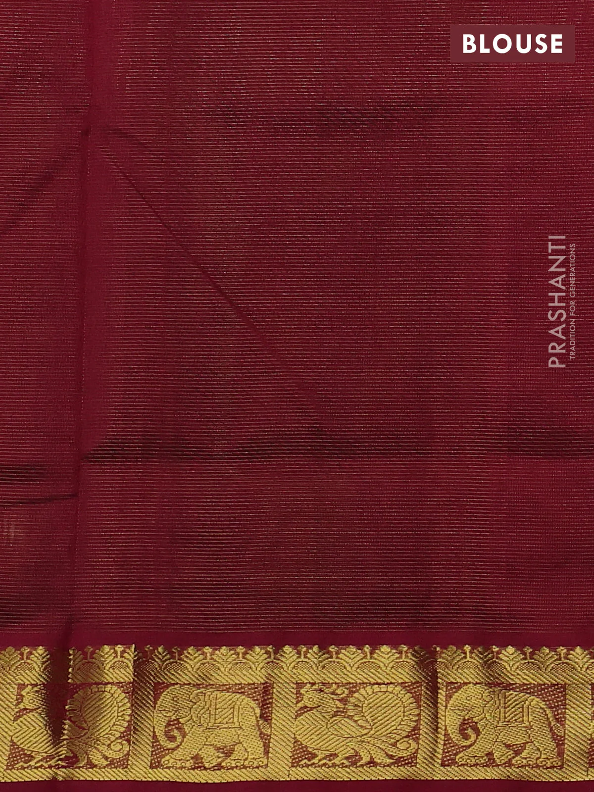 Silk cotton saree deep navy blue and maroon with allover vairosi pattern and zari woven border - Image 3