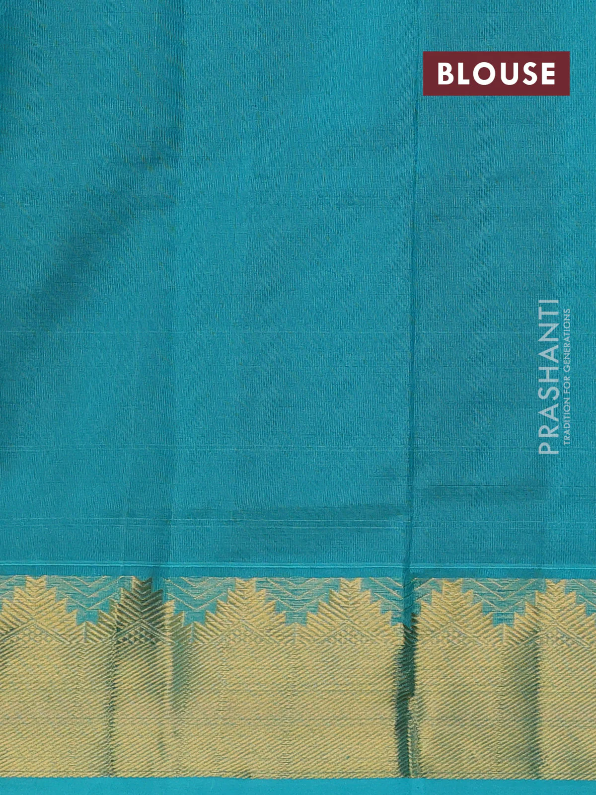 Silk cotton saree deep wine shade and teal blue with plain body and zari woven border - Image 3