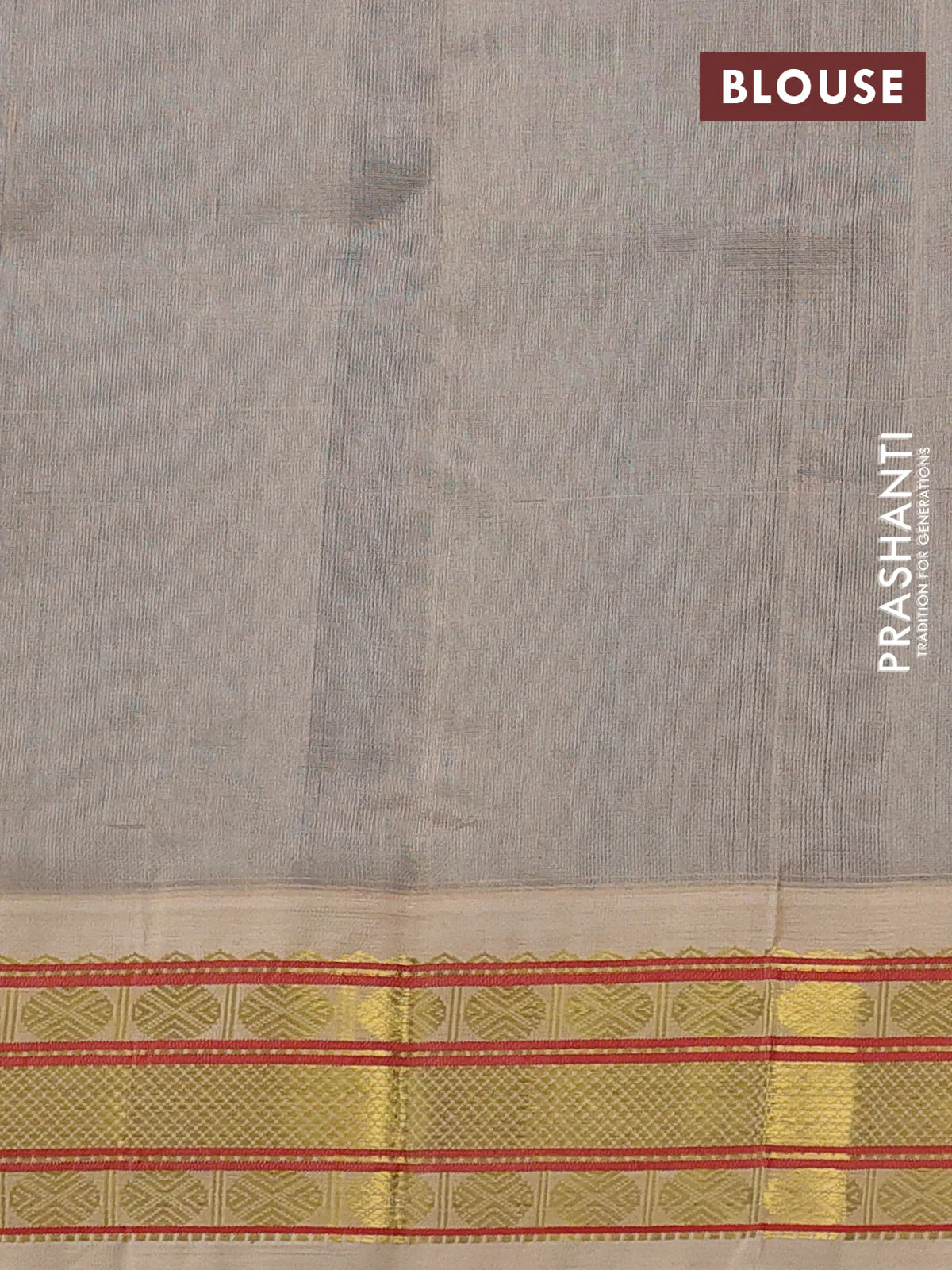 Silk cotton saree dual shade of blue and beige with plain body and zari woven korvai border - Image 3