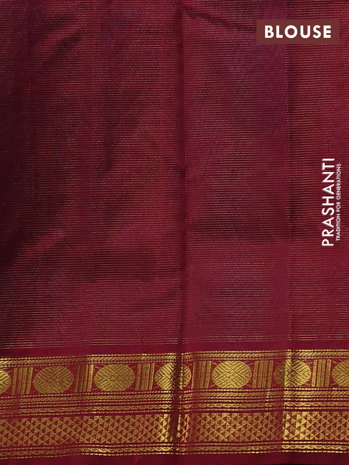 Silk cotton saree dual shade of blue and maroon with allover vairosi pattern and zari woven border - Image 3