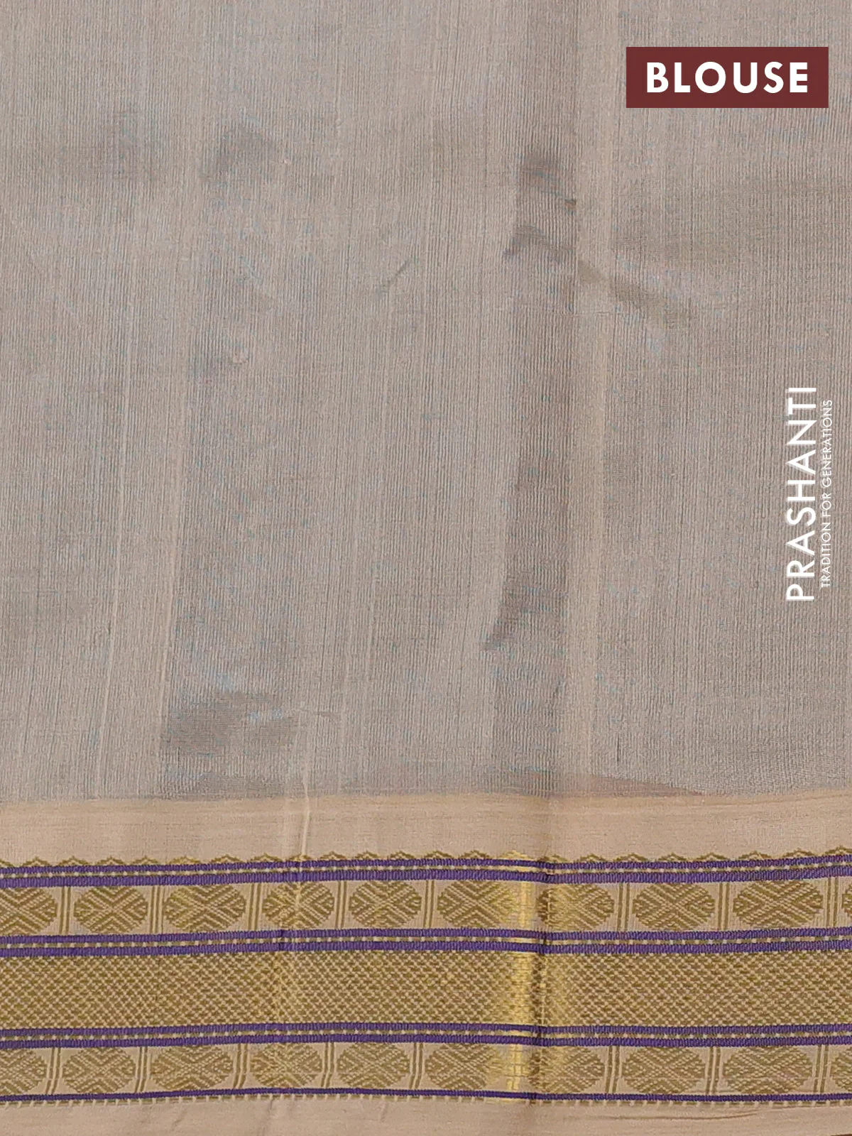 Silk cotton saree dual shade of cs blue and sandal with plain body and zari woven korvai border - Image 3