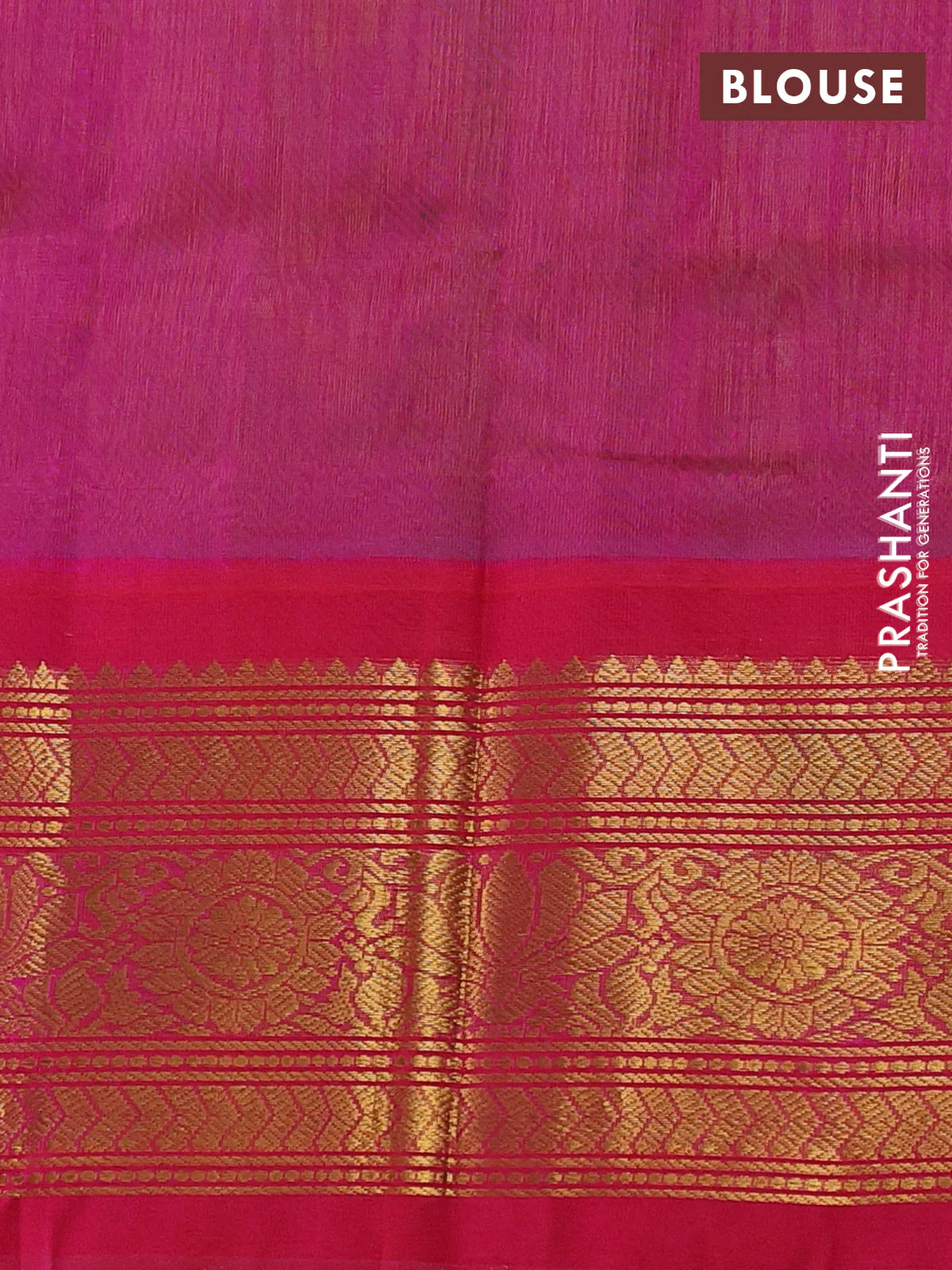 Silk cotton saree dual shade of green and pink with zari woven buttas and long zari woven korvai border - Image 3