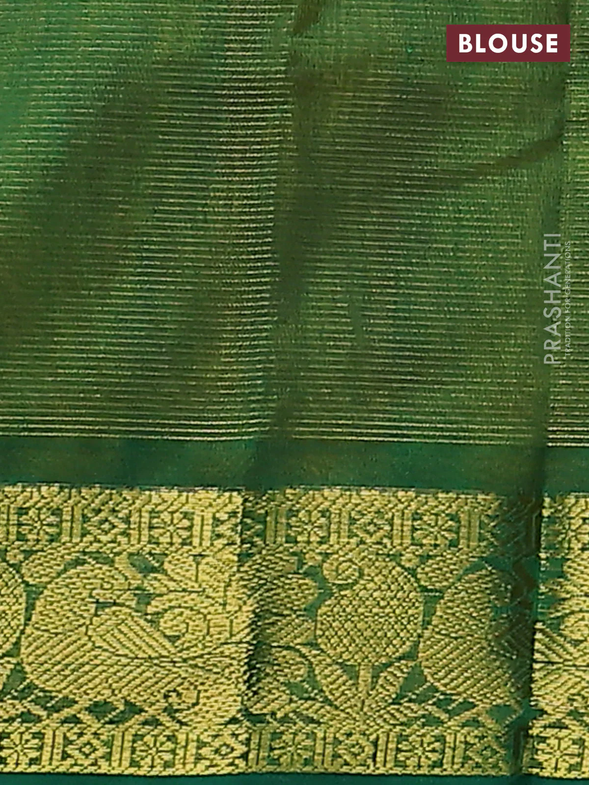 Silk cotton saree dual shade of mango yellow and green with allover vairosi pattern and zari woven border - Image 3