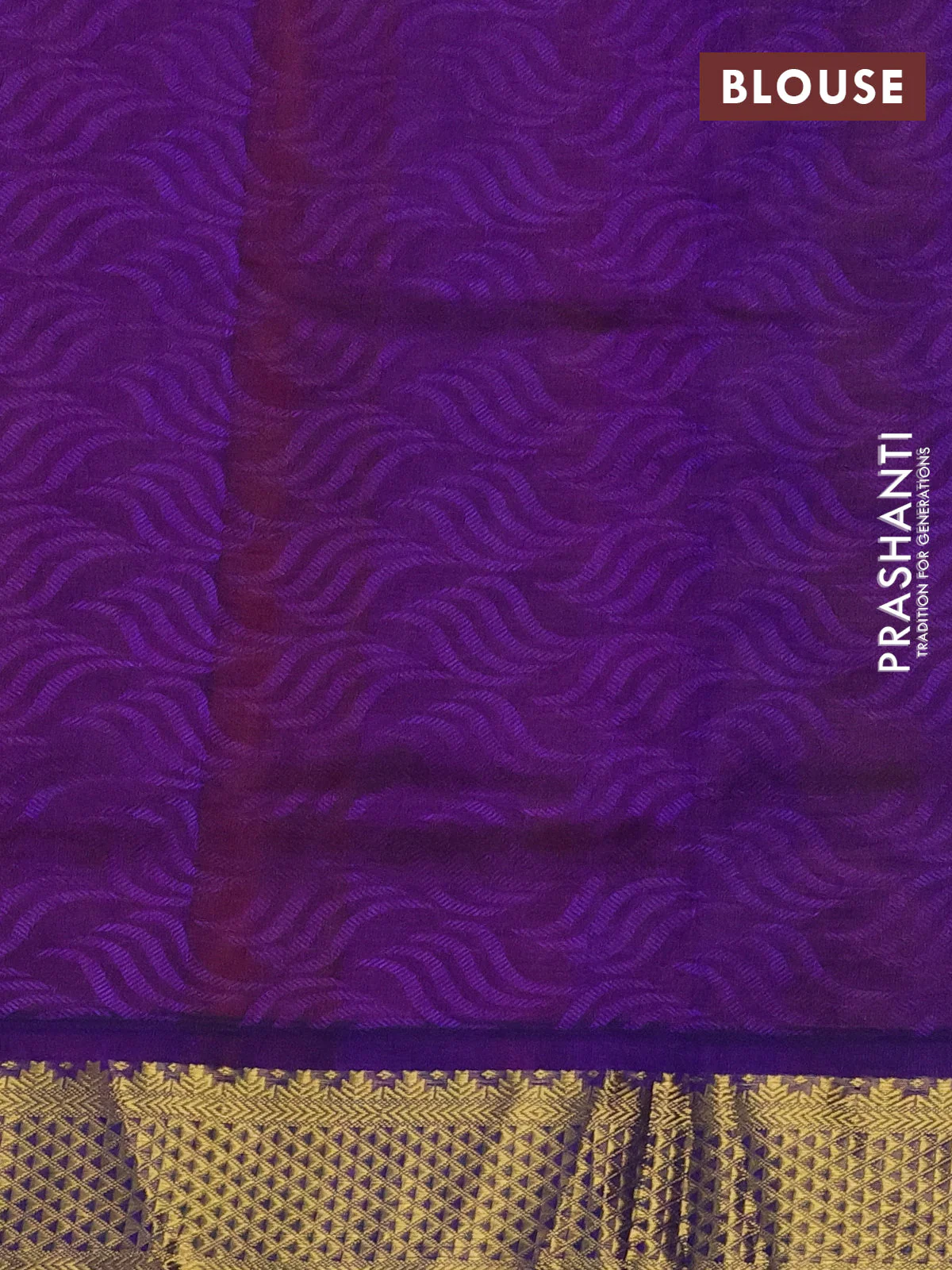 Silk cotton saree dual shade of orange and blue with allover self emboss jacquard and zari woven border - Image 3