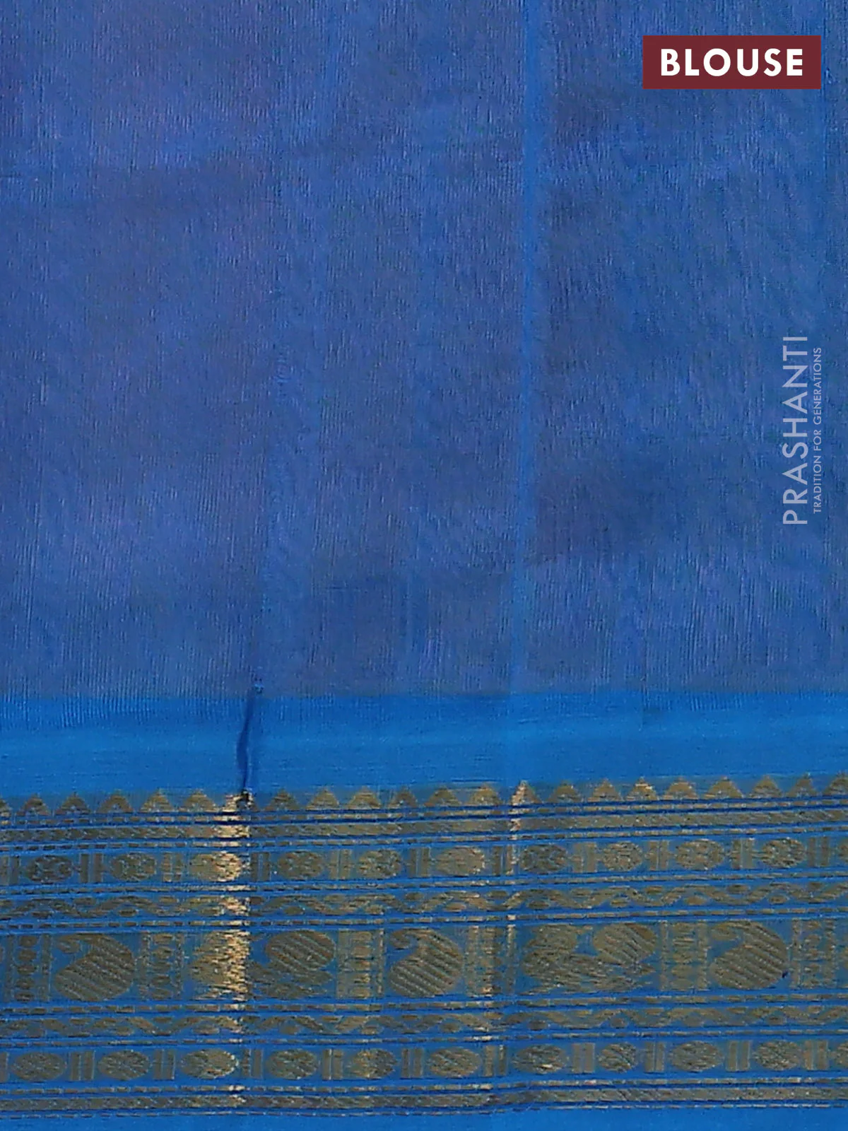 Silk cotton saree dual shade of peach and cs blue with plain body and zari woven korvai border - Image 3